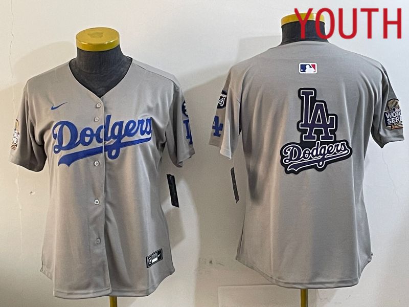 Youth Los Angeles Dodgers Blank Grey Game 2024 Nike MLB Jersey style 12053->youth mlb jersey->Youth Jersey